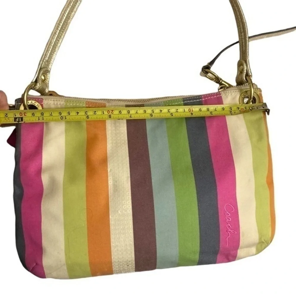 Coach poppy rare legacy striped sequined two way messenger crossbody bag